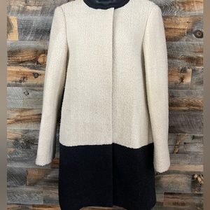 Club Monaco Italian Wool, Three-quarter Length Jacket, Black and Cream